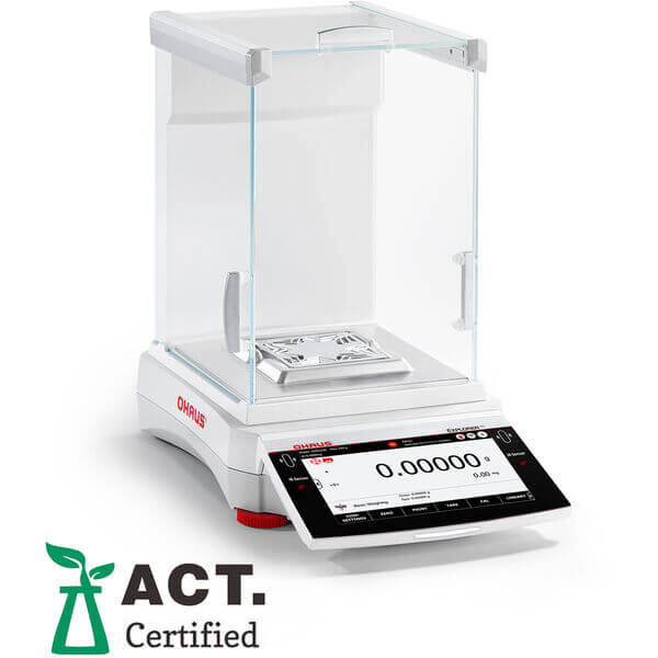 ohaus-exr225d-explorer-semi-micro-balance-dual-range-120 g-220 g-0.01 mg-0.1 mg-metal-housing-anti-static-glass-draftshield-touchless-sensors