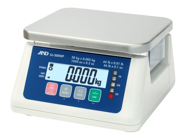 A&D Weighing SJ-3000WP IP67 Check weighing Scale 3kg x 0.1g Legal for Trade 3000 x 1 g