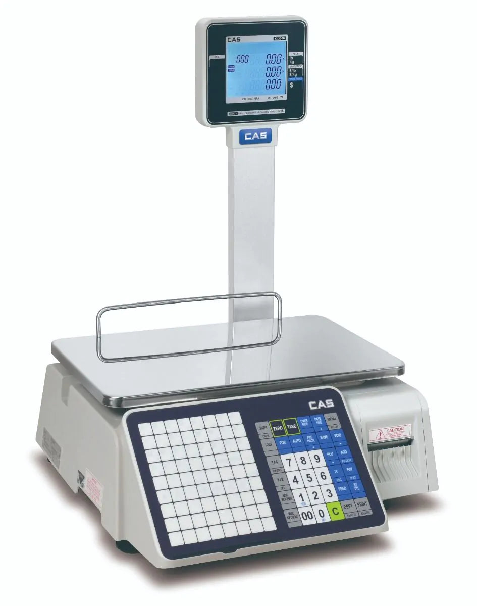 cas-cl3000-b30w price-computing-label-printing-scale 15-30-lb dual-range-stainless-platter