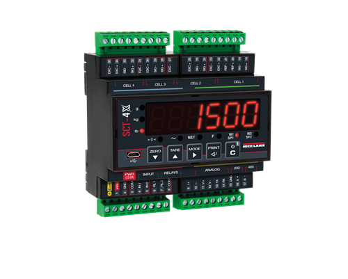 rice-lake-216826-sct-4x-modtcp-high-speed-4-channel-din-rail-weight-transmitter-2-in-2-out-modbus-tcpip-port-5-key-keypad-led-display