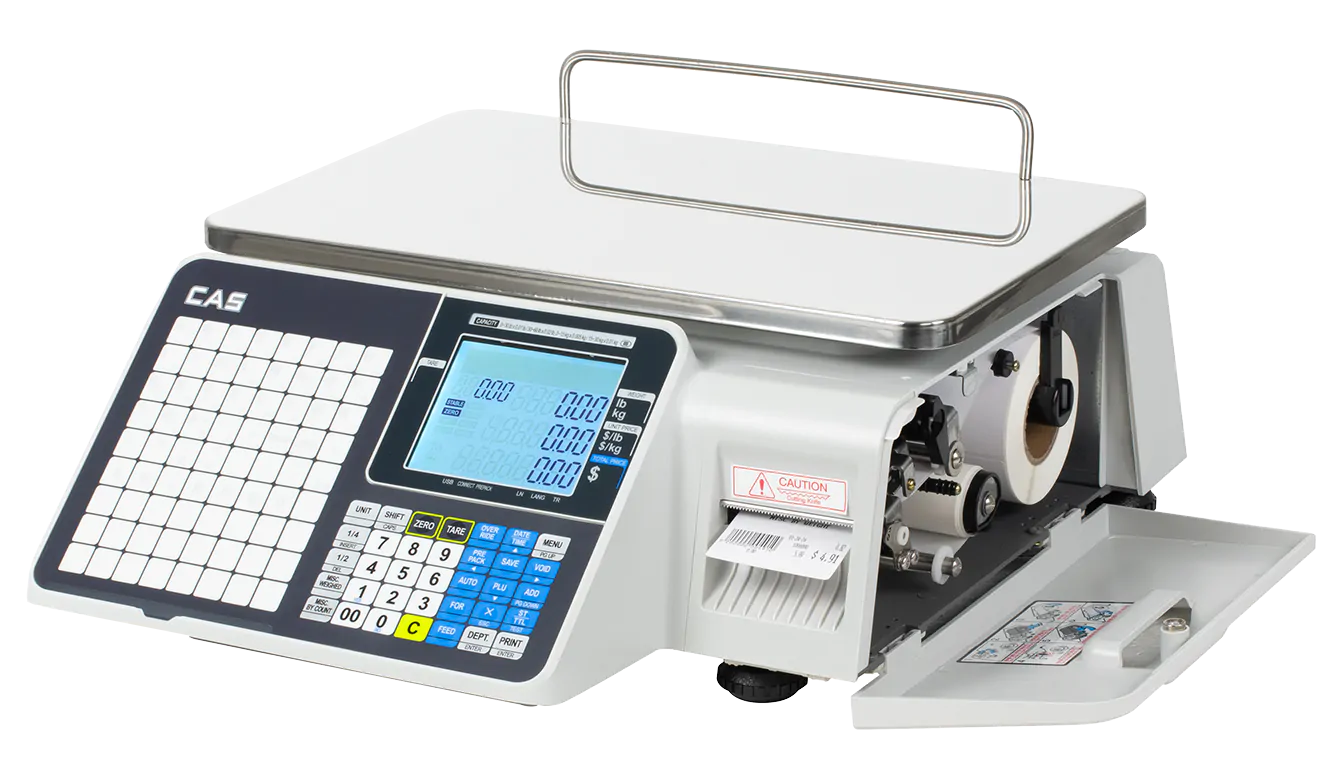 cas-cl3000-b30w price-computing-label-printing-scale 15-30-lb dual-range-stainless-platter
 