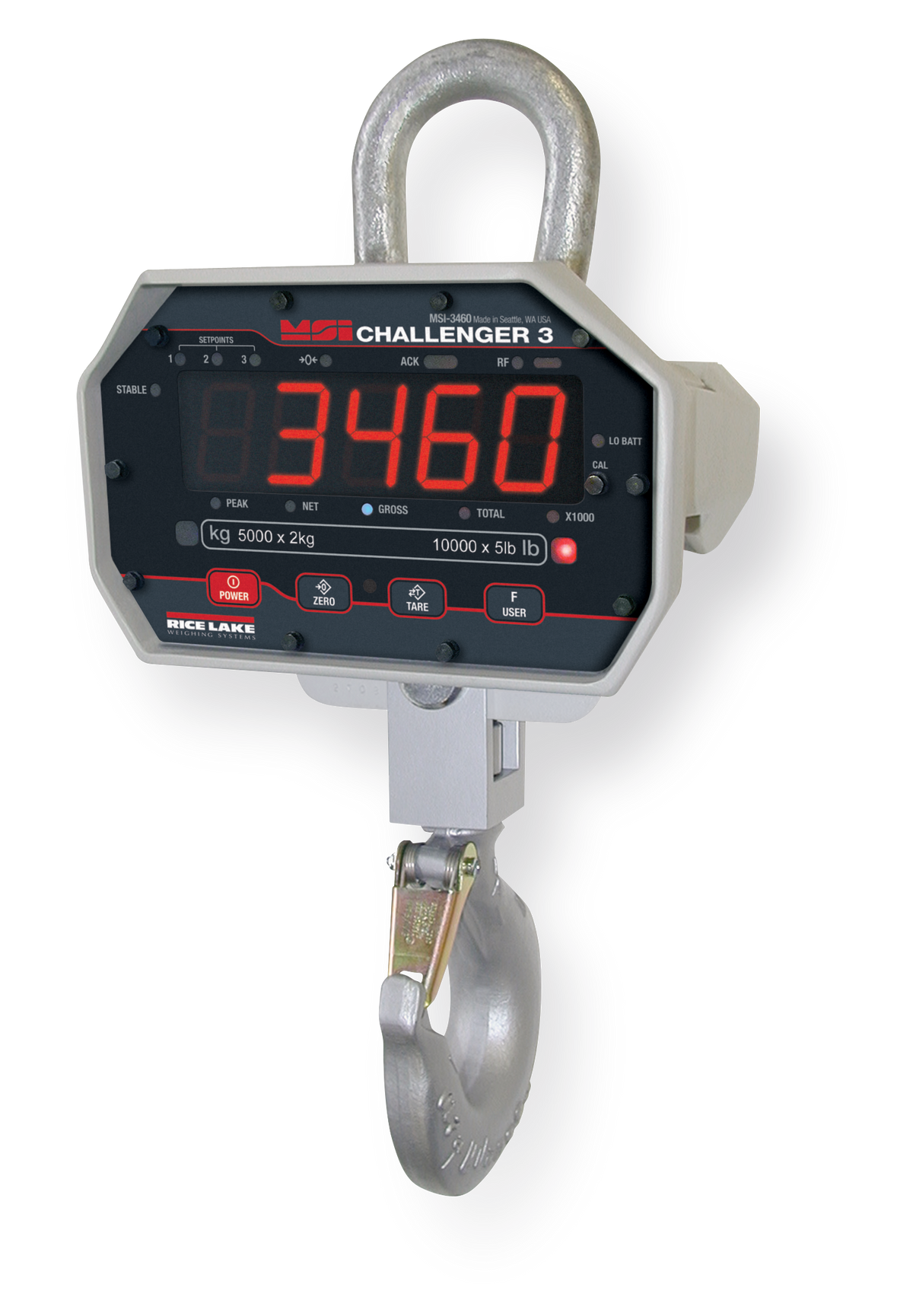 MSI 3460C 207064 Challenger 3 Digital Crane Scale - 1,000 lb x 0.5 lb Non-CE, NTEP
